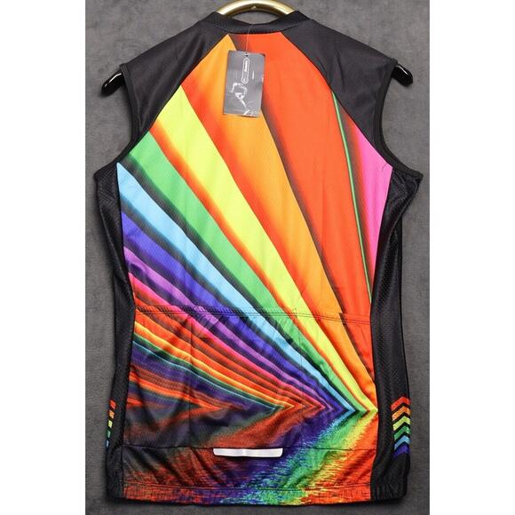 NEW: Aogda RAINBOW Full-Zip Cycling Shirt Jersey Mesh Sides Size Large - Picture 6 of 11